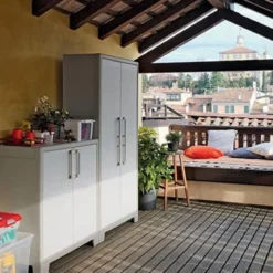 Keter Armadietto Basso in Resina da Esterno Tuttopiani Ripiani Regolabili Beige