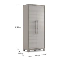 Keter Armadio Alto Beige Porta Scope Ripiani in Resina Mobiletto Antipioggia per Esterno