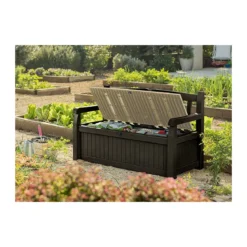 Keter Baule Effetto Legno Cassapanca Portagiochi Contenitore Coperchio Balcone