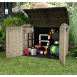 Keter Box da Giardino per Esterno Beige Armadio Resina Pavimento Grande Compatto
