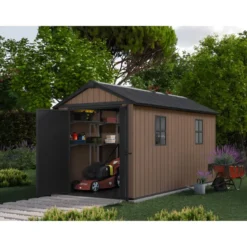 Keter Newton Plus Casetta da Giardino 230x413 PVC Effetto Legno 2 Ante