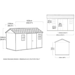 Keter Newton Plus Casetta da Giardino 230x413 PVC Effetto Legno 2 Ante