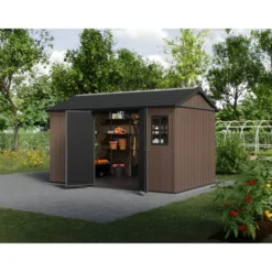 Keter Newton Plus Casetta da Giardino 230x413 PVC Effetto Legno 2 Ante