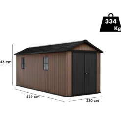 Keter Newton Plus Casetta da Giardino 230x539 PVC Effetto Legno 2 Ante