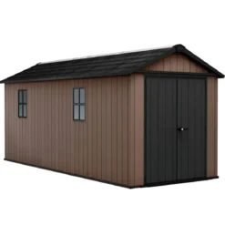 Keter Newton Plus Casetta da Giardino 230x539 PVC Effetto Legno 2 Ante