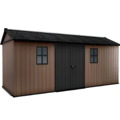 Keter Newton Plus Casetta da Giardino 230x539 PVC Effetto Legno 2 Ante