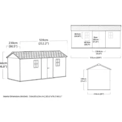 Keter Newton Plus Casetta da Giardino 230x539 PVC Effetto Legno 2 Ante