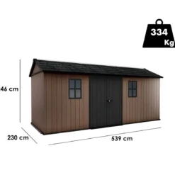 Keter Newton Plus Casetta da Giardino 230x539 PVC Effetto Legno 2 Ante