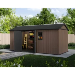 Keter Newton Plus Casetta da Giardino 230x539 PVC Effetto Legno 2 Ante