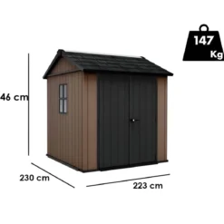 Keter Newton Plus Casetta da Giardino PVC Effetto Legno 230x224 Finestre