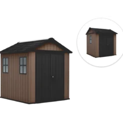 Keter Newton Plus Casetta da Giardino PVC Effetto Legno 230x224 Finestre