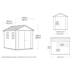 Keter Newton Plus Casetta da Giardino 230x287 PVC Effetto Legno 2 Ante