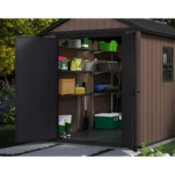 Keter Newton Plus Casetta da Giardino 230x287 PVC Effetto Legno 2 Ante