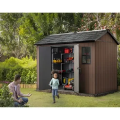 Keter Newton Plus Casetta da Giardino 230x287 PVC Effetto Legno 2 Ante