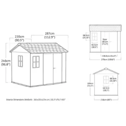 Keter Newton Plus Casetta da Giardino 230x287 PVC Effetto Legno 2 Ante