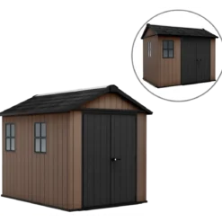 Keter Newton Plus Casetta da Giardino 230x287 PVC Effetto Legno 2 Ante