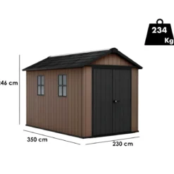 Keter Newton Plus Casetta da Giardino 230x350 PVC Effetto Legno 2 Ante