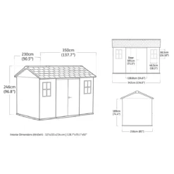 Keter Newton Plus Casetta da Giardino 230x350 PVC Effetto Legno 2 Ante