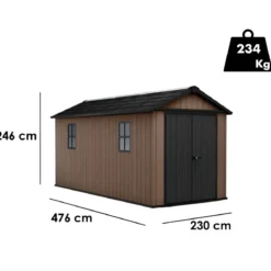 Keter Newton Plus Casetta da Giardino 230x476 PVC Effetto Legno 2 Ante