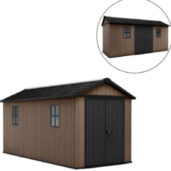 Keter Newton Plus Casetta da Giardino 230x476 PVC Effetto Legno 2 Ante