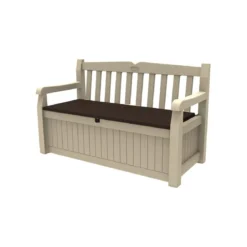 Keter Panchina Baule Effetto Legno Contenitore Apribile Esterno Beige Cassapanca