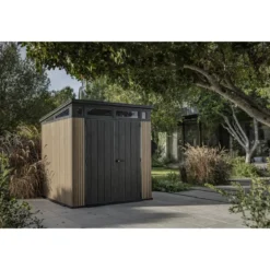 Keter Pent Casetta da Giardino 2x2 Resina Effetto Legno Doghe Veneziane