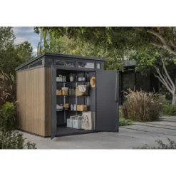 Keter Pent Casetta da Giardino 2x2 Resina Effetto Legno Doghe Veneziane