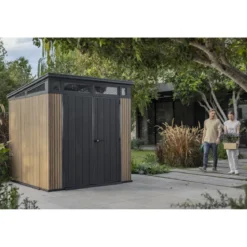Keter Pent Casetta da Giardino 2x2 Resina Effetto Legno Doghe Veneziane