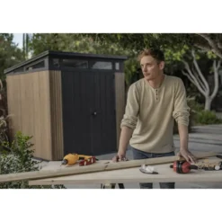 Keter Pent Casetta da Giardino 2x2 Resina Effetto Legno Doghe Veneziane