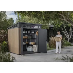 Keter Pent Casetta da Giardino 2x2 Resina Effetto Legno Doghe Veneziane