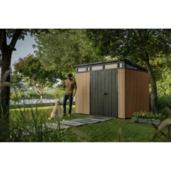 Keter Pent Casetta da Giardino 277x218 Resina Effetto Legno Finestre