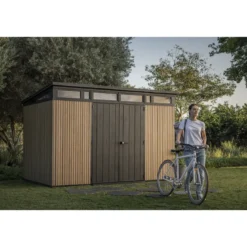 Keter Pent Casetta da Giardino 340x218 Resina Effetto Legno Doppia Porta