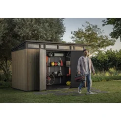 Keter Pent Casetta da Giardino 340x218 Resina Effetto Legno Doppia Porta