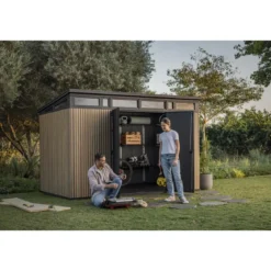 Keter Pent Casetta da Giardino 340x218 Resina Effetto Legno Doppia Porta