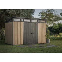 Keter Pent Casetta da Giardino 340x218 Resina Effetto Legno Doppia Porta