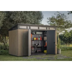 Keter Pent Casetta da Giardino 340x218 Resina Effetto Legno Doppia Porta