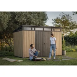 Keter Pent Casetta da Giardino 340x218 Resina Effetto Legno Doppia Porta