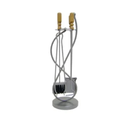 Kit Accessori Attrezzi per Camino Caminetto Barbecue Pinza Cenere Manico Legno
