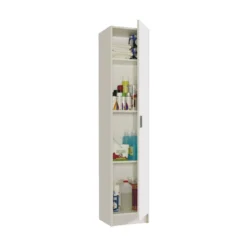 Kit Armadio Alto 180 Bianco 1 Anta con Ripiani Legno Multiuso Mobile Tuttopiani