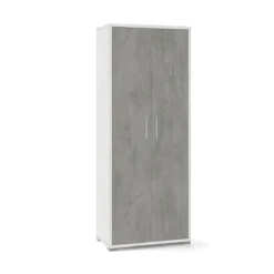 Kit Armadio 2 Ante Grigio Ossido Multiuso da Ufficio Mobile Ripiani Camera Letto