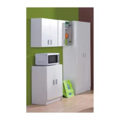 Kit Armadio Mobile Basso 2 Ante Bianco Lavanderia Multiuso Ripiani Armadietto