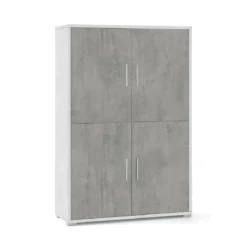 Kit Mobile Credenza 4 Ante Grigio Ossido Buffet con Ripiani da Ufficio Soggiorno