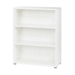 Kit Mobile Libreria Alta 3 Ripiani Bianca Bassa Legno Moderna Cameretta Design