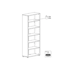 Kit Mobile Libreria Alta 6 Ripiani Bianca Bassa Legno Moderna Cameretta Design