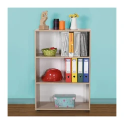 Kit Mobile Libreria 3 Ripiani Rovere Bassa a Giorno Soggiorno Scaffale Bambini