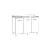 Kit Mobile Sotto Lavello 3 Ante 120 cm Senza Lavello in Legno Bianco da Cucina