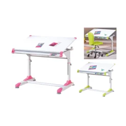 Kit Scrivania Inclinabile Bianca Cameretta Moderna Legno Metallo Tavolo Disegno