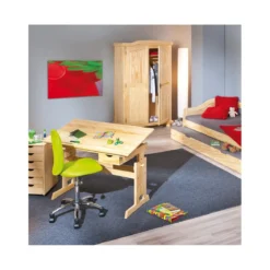 Kit Scrivania Pino Tavolo da Disegno Inclinabile in Legno Cameretta dei Bambini