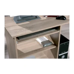 Kit Scrivania Portapc Rovere Cameretta Moderna Legno Tavolo con Ruote Cassetto