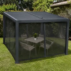 Kit Tenda Zanzariera per Pergola Bioclimatica 360x300 cm Chiusura Zip
